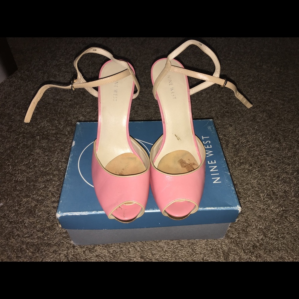 Pink and Tan strapy sandal by NINE WEST!